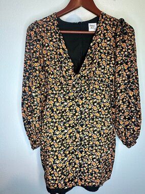 Princess Polly Leonia Black Ditsy Floral Boho Festival Long Sleeve Mini Dress -2
